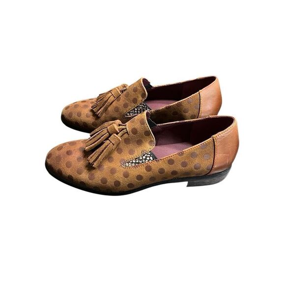 L'Artiste Spring Step Klasik Tassel Brown Suede Polka Dot Loafer Size 40 - Picture 3 of 7